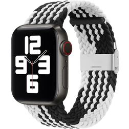 Mobigear Braided Nylon Apple Watch Armband Klappschließe - 49/46/45/44 mm - Schwarz / Weiß