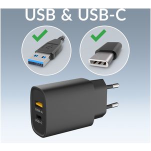 Mobigear Essentials Single USB-C Ladegerät Apple Lightning 1 Meter Power Delivery 20W - Schwarz
