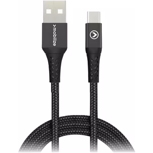 Mobilize Strong Nylon USB-A auf USB-C Kabel 2 Meter - Schwarz