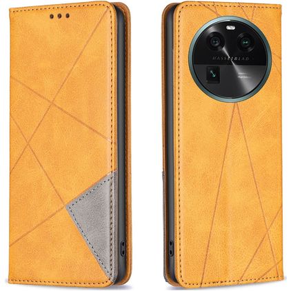 Mobigear Rhombus Slim OPPO Find X6 Hülle Klapphülle - Cognac