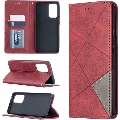 Mobigear Rhombus Slim Samsung Galaxy A52 Hülle Klapphülle - Rot