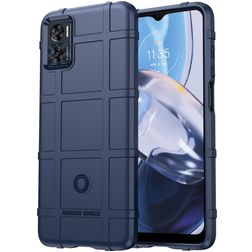 Mobigear Rugged Shield Motorola Moto E22i Hülle Flexibles TPU Backcover Stoßfest - Blau