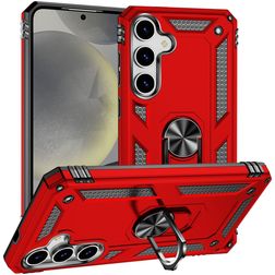 Mobigear Armor ring Samsung Galaxy S25 Hülle Hardcase Backcover Stoßfest mit Ringhalter - Rot