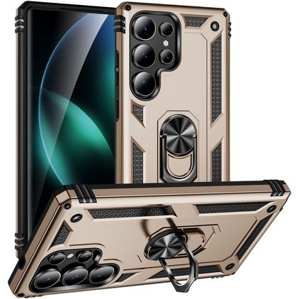 Mobigear Armor ring Samsung Galaxy S25 Ultra Hülle Hardcase Backcover Stoßfest mit Ringhalter - Gold