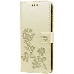 Mobigear Roses Samsung Galaxy J6 Plus Hülle Klapphülle Geldbörse - Gold