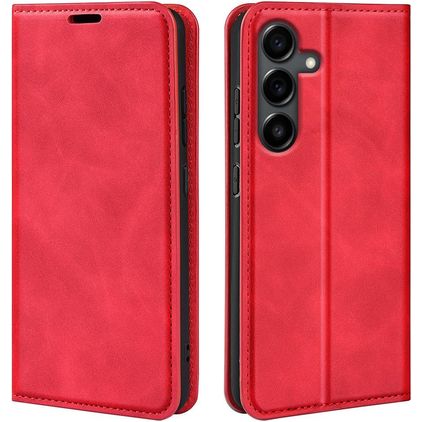Mobigear Retro Slim Samsung Galaxy S25 FE Hülle Klapphülle Geldbörse - Rot