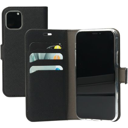 Mobiparts Saffiano Wallet iPhone 11 Pro Klapphülle Portemonnaie - Schwarz