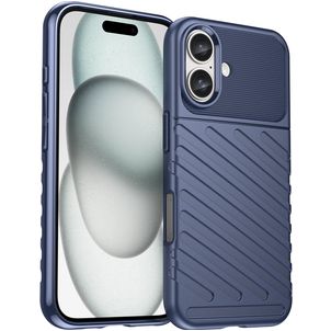 Mobigear Groove iPhone 16 Hülle Flexibles TPU Backcover - Blau