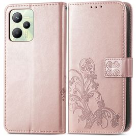 Mobigear Clover Realme C35 Hülle Klapphülle Geldbörse - Roségold