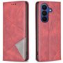 Mobigear Rhombus Slim Samsung Galaxy S26 Hülle Klapphülle - Rot
