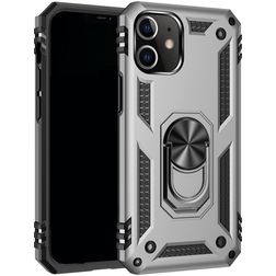 Mobigear Armor Ring iPhone 12 Pro Hülle Hardcase Backcover Stoßfest mit Ringhalter - Silber