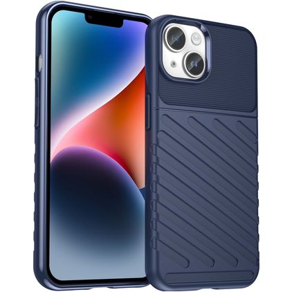 Mobigear Groove iPhone 15 Hülle Flexibles TPU Backcover - Blau