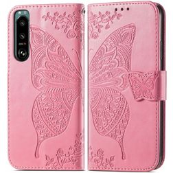 Mobigear Butterfly Sony Xperia 5 IV Hülle Klapphülle Geldbörse - Pink