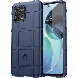 Mobigear Rugged Shield Motorola Moto G72 Hülle Flexibles TPU Backcover Stoßfest - Blau