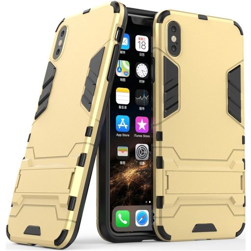 Mobigear Armor Stand iPhone XS Max Hülle Hardcase Backcover Stoßfest mit Ständer - Gold