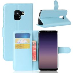 Mobigear Classic Samsung Galaxy A8 (2018) Hülle Klapphülle Geldbörse - Blau