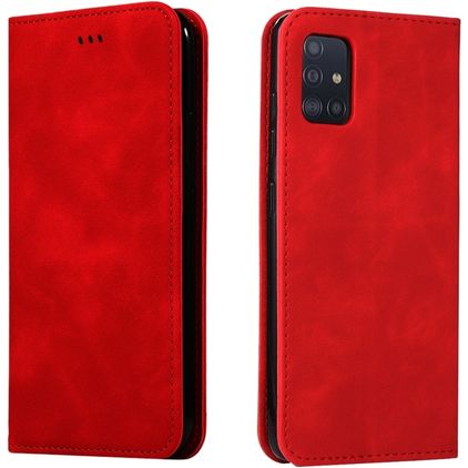 Mobigear Retro Slim Samsung Galaxy A51 Hülle Klapphülle - Rot