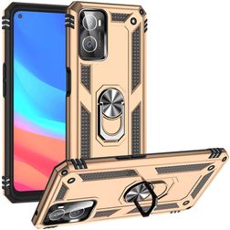 Mobigear Armor Ring OPPO A76 Hülle Hardcase Backcover Stoßfest mit Ringhalter - Gold