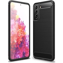 Mobigear Brushed Slim Samsung Galaxy S21 FE Hülle Flexibles TPU Backcover - Schwarz