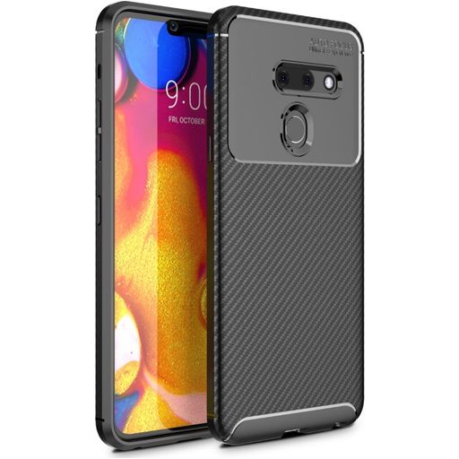 Mobigear Racing LG G8 ThinQ Hülle Flexibles TPU Backcover - Schwarz
