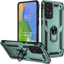 Mobigear Armor Ring Samsung Galaxy A73 Hülle Hardcase Backcover Stoßfest mit Ringhalter - Grün