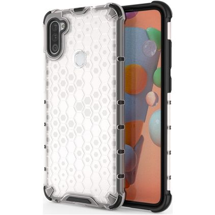 Mobigear Honeycomb Durchsichtig Samsung Galaxy A11 Hülle Hardcase Backcover Stoßfest - Transparent
