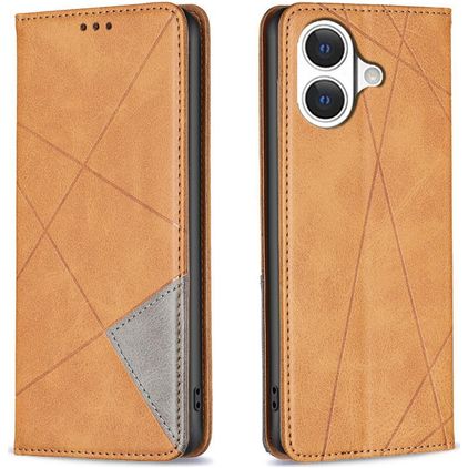 Mobigear Rhombus Slim iPhone 17 Hülle Klapphülle - Cognac