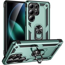 Mobigear Armor ring Samsung Galaxy S25 Ultra Hülle Hardcase Backcover Stoßfest mit Ringhalter - Grün