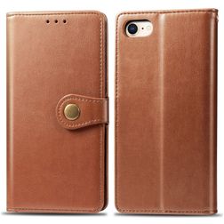 Mobigear Snap Button iPhone 7 Hülle Klapphülle Geldbörse - Cognac