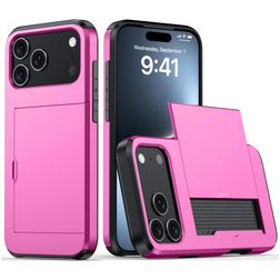 Mobigear Card iPhone 18 Pro Max Hülle Hardcase Backcover Stoßfest mit Kartenhalter - Rose Red
