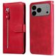 Mobigear Zipper iPhone 17 Pro Max Hülle Klapphülle Geldbörse - Rot