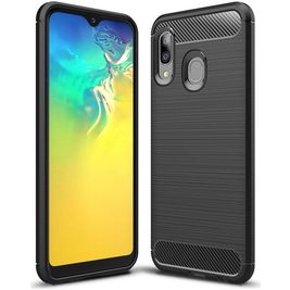Mobigear Brushed Slim Samsung Galaxy A20e Hülle Flexibles TPU Backcover - Schwarz