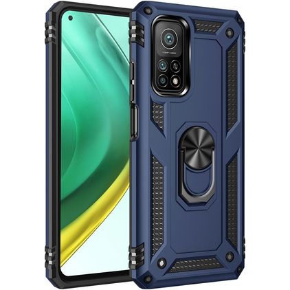 Mobigear Armor Ring Xiaomi Mi 10T Pro Hülle Hardcase Backcover Stoßfest mit Ringhalter - Blau