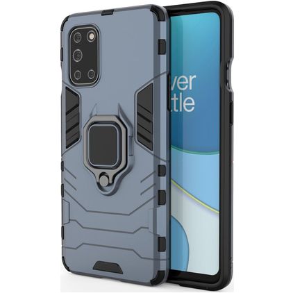 Mobigear Armor Ring OnePlus 8T Hülle Hardcase Backcover Stoßfest mit Ringhalter - Blau