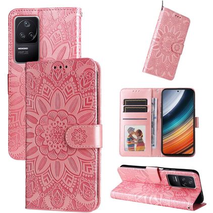 Mobigear Sunflower POCO F4 Hülle Klapphülle Geldbörse - Pink