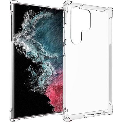 Mobigear Cushion Durchsichtig Samsung Galaxy S23 Ultra Hülle Flexibles TPU Backcover Stoßfest - Transparent