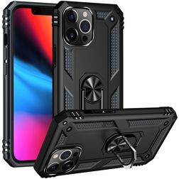 Mobigear Armor Ring iPhone 14 Pro Hülle Hardcase Backcover Stoßfest mit Ringhalter - Schwarz