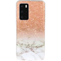 Mobigear Marble Huawei P40 Hülle Flexibles TPU Backcover - Pink
