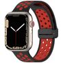 Mobigear Sport Plus Mag Silikon Apple Watch Armband Magnetverschluss - 42/41/40/38 mm - Schwarz / Weinrot