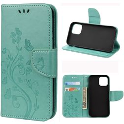 Mobigear Flowers iPhone 12 Pro Hülle Klapphülle Geldbörse - Türkis