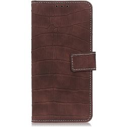 Mobigear Croco Motorola Moto G60s Hülle Klapphülle Geldbörse - Braun