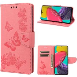 Mobigear Butterfly Samsung Galaxy M53 Klapphülle Portemonnaie - Pink
