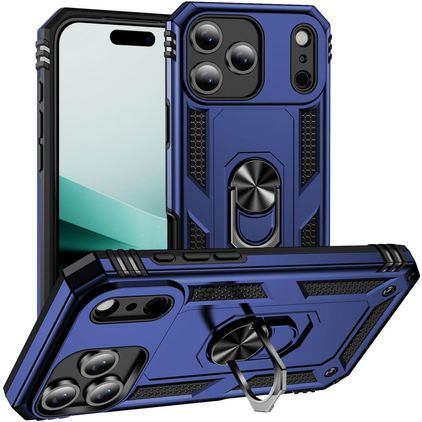 Mobigear Armor Ring iPhone 18 Pro Hülle Hardcase Backcover Stoßfest mit Ringhalter - Blau