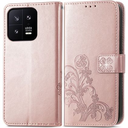 Mobigear Clover Xiaomi 13 Klapphülle Portemonnaie - Roségold