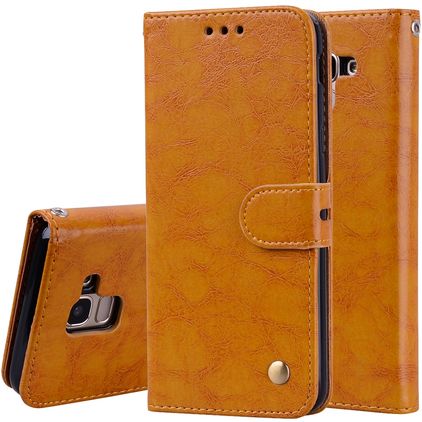 Mobigear Wallet Samsung Galaxy J6 (2018) Hülle Klapphülle Geldbörse - Cognac