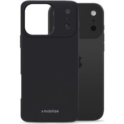 Mobilize Rubber Gelly iPhone 17 Pro Max Hülle Flexibles TPU Backcover - Schwarz