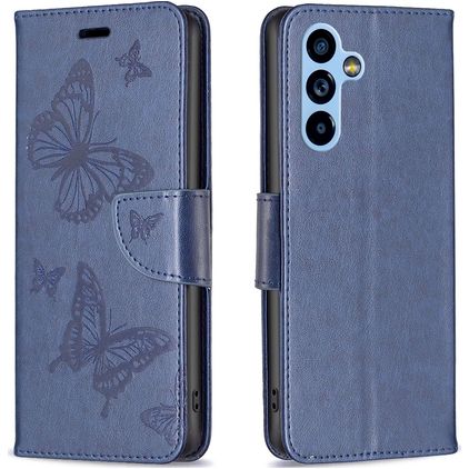 Mobigear Butterfly Samsung Galaxy A54 Hülle Klapphülle Geldbörse - Blau