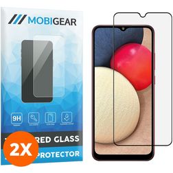 Mobigear Premium Samsung Galaxy A02s Panzerglas Displayschutz - Hüllenfreundlich - Schwarz (2er Pack)
