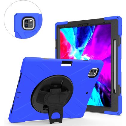 Mobigear SureGrip XGuard iPad Air 13 Zoll (2024) Hülle Kunststoff,Silikon Backcover + Stifthalter + Schulterträger + Ständer - Blau