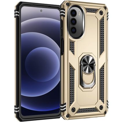 Mobigear Armor Ring Motorola Moto G52 Hardcase Backcover Shockproof mit Ringhalter - Gold